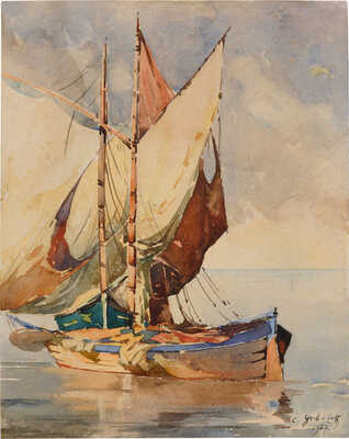 Неизвестный художник. Парусная лодка